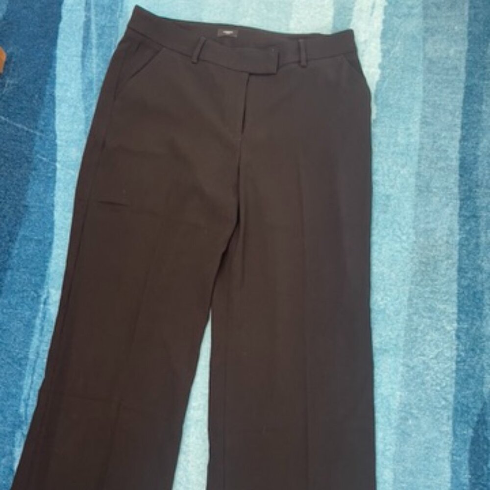 Express Editor Signature Stretch Mid Rise Wide Leg Pant, Size 12 short, black